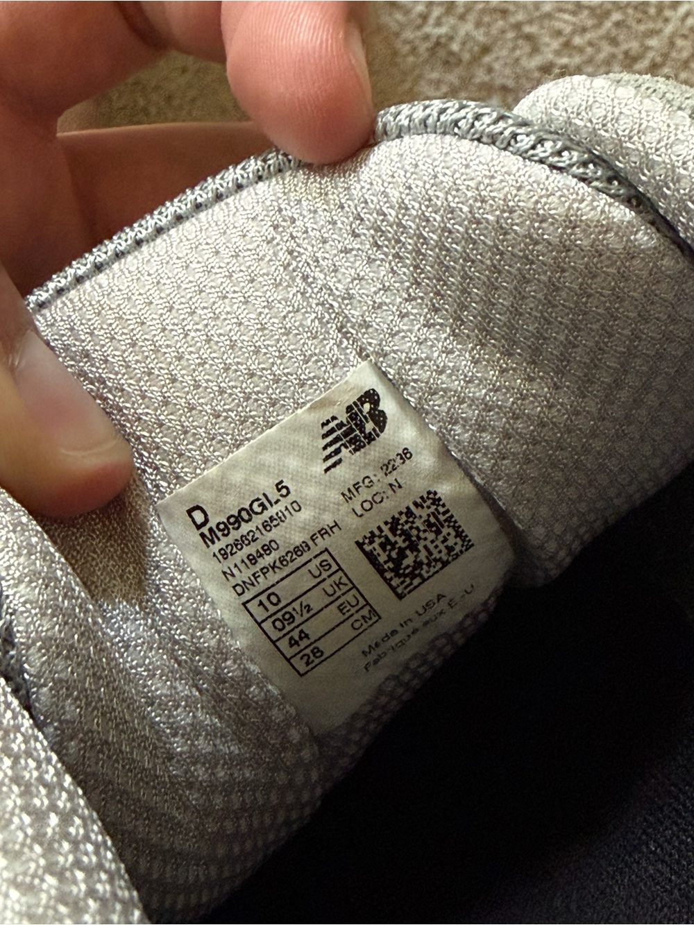 New Balance 990 Men's Light Gray Athletic Sneakers - Picture 5 of 5